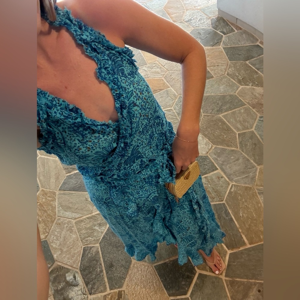 Poupette St. Barth Asymmetrical Blue Dress